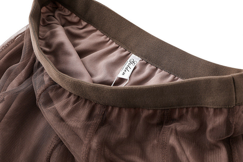 Full Sweep Pleated Tulle Midi Skirt - view 13