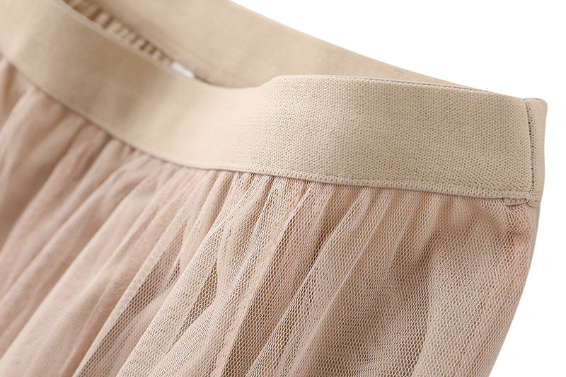 Full Sweep Pleated Tulle Midi Skirt - view 17