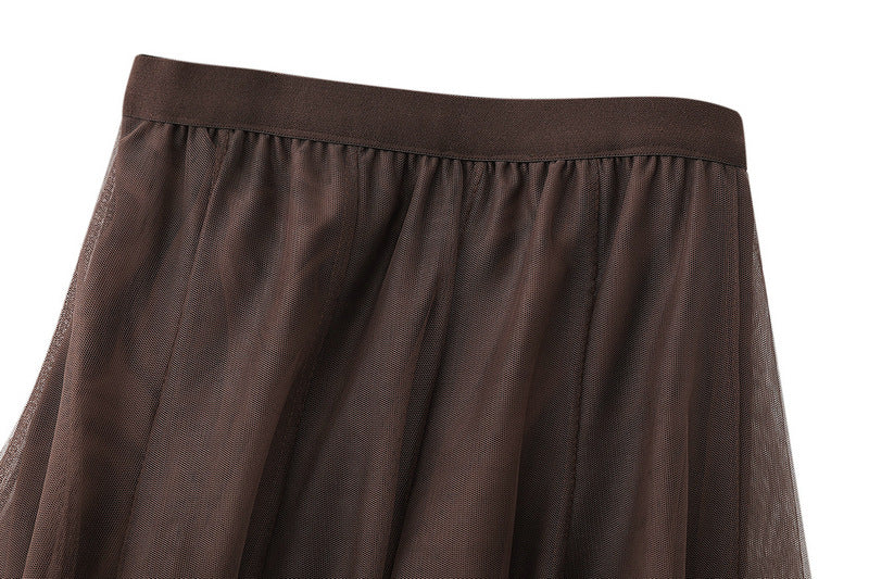 Full Sweep Pleated Tulle Midi Skirt - view 32