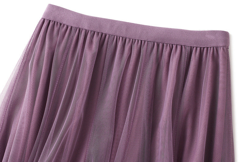 Full Sweep Pleated Tulle Midi Skirt - view 36
