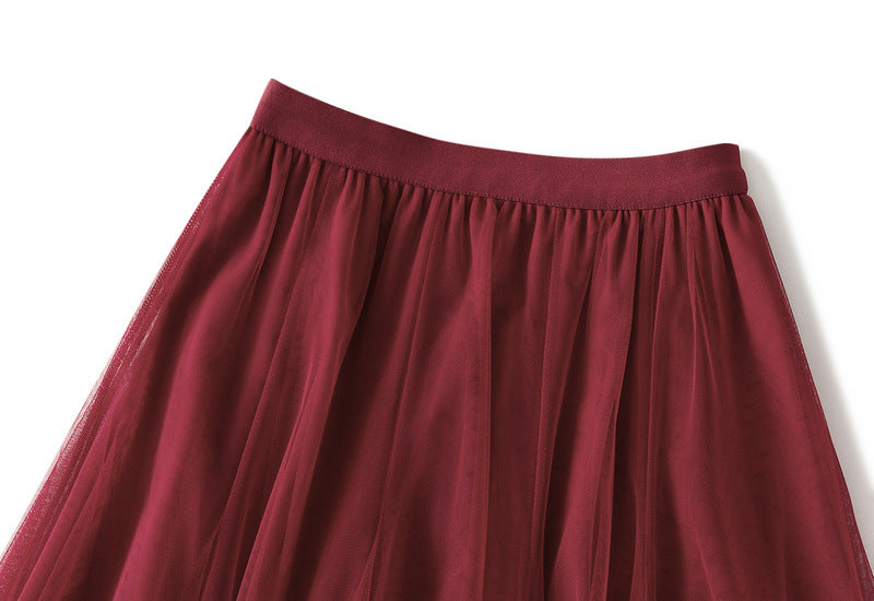 Full Sweep Pleated Tulle Midi Skirt - view 38