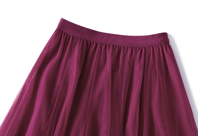 Full Sweep Pleated Tulle Midi Skirt - view 42