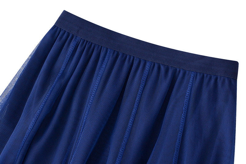 Full Sweep Pleated Tulle Midi Skirt - view 9