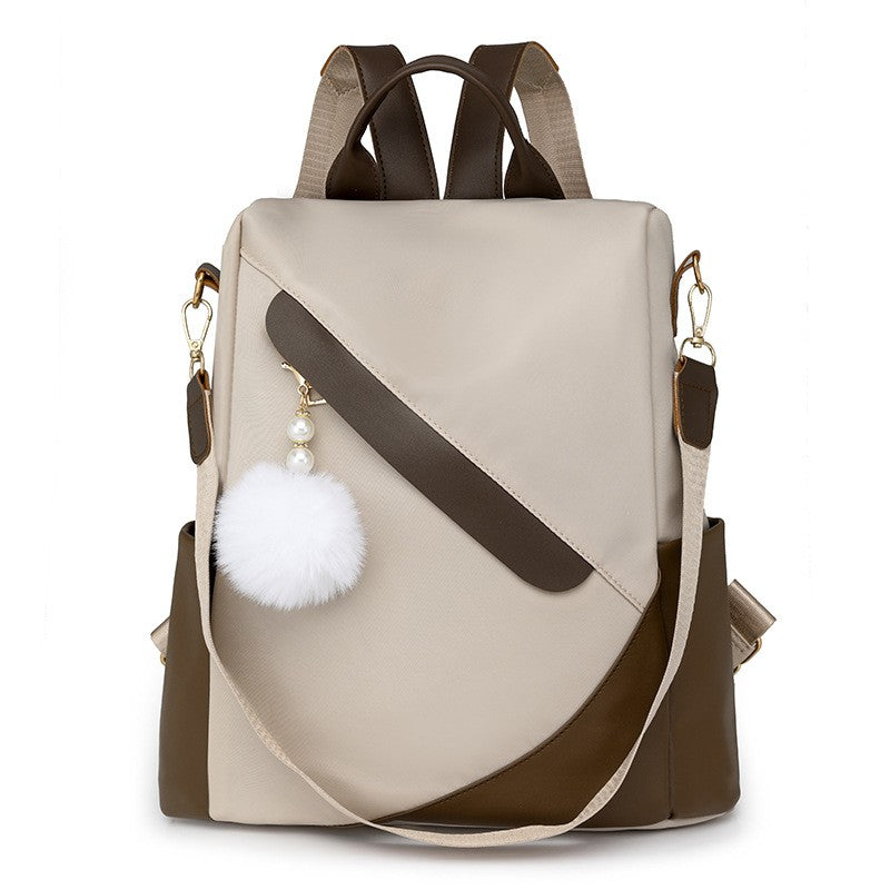 Two-Tone Nylon Anti-Theft Backpack Purse