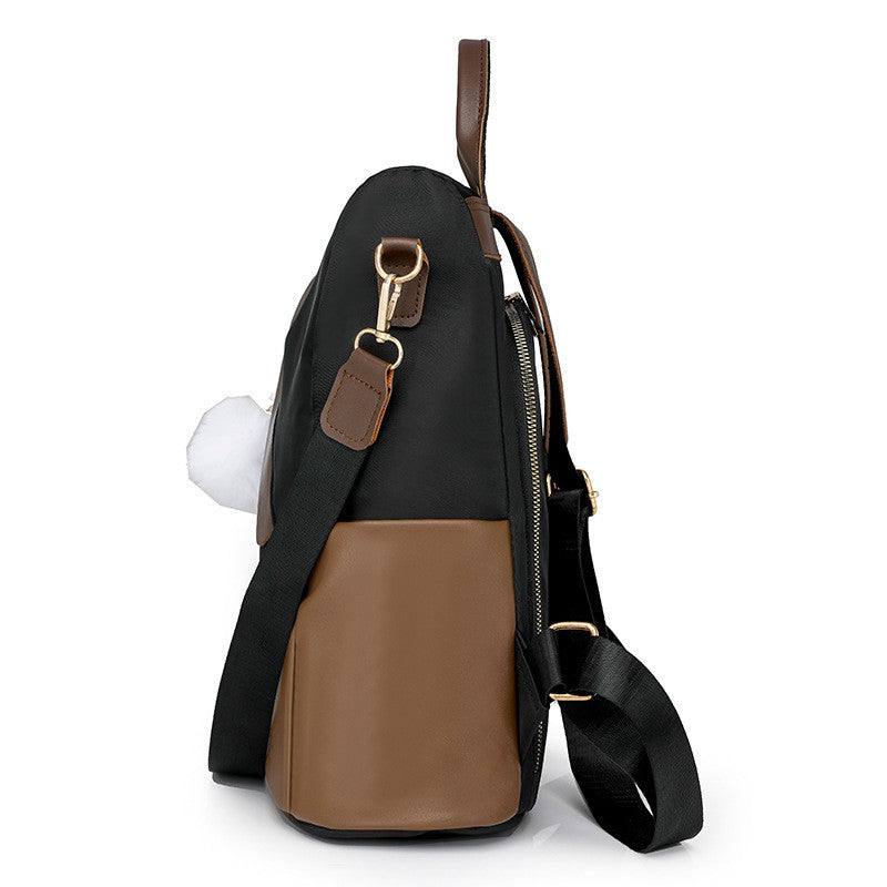Two-Tone Nylon Anti-Theft Backpack Purse