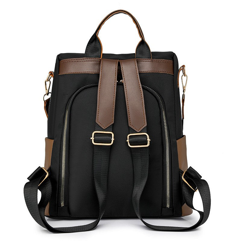 Two-Tone Nylon Anti-Theft Backpack Purse