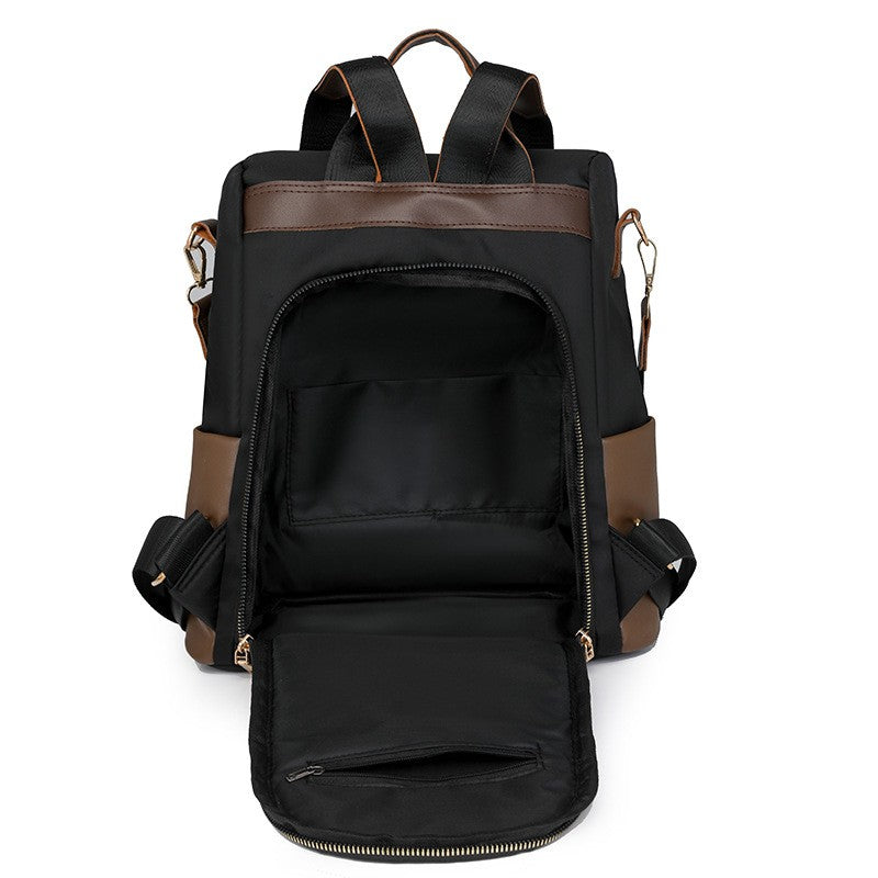 Two-Tone Nylon Anti-Theft Backpack Purse