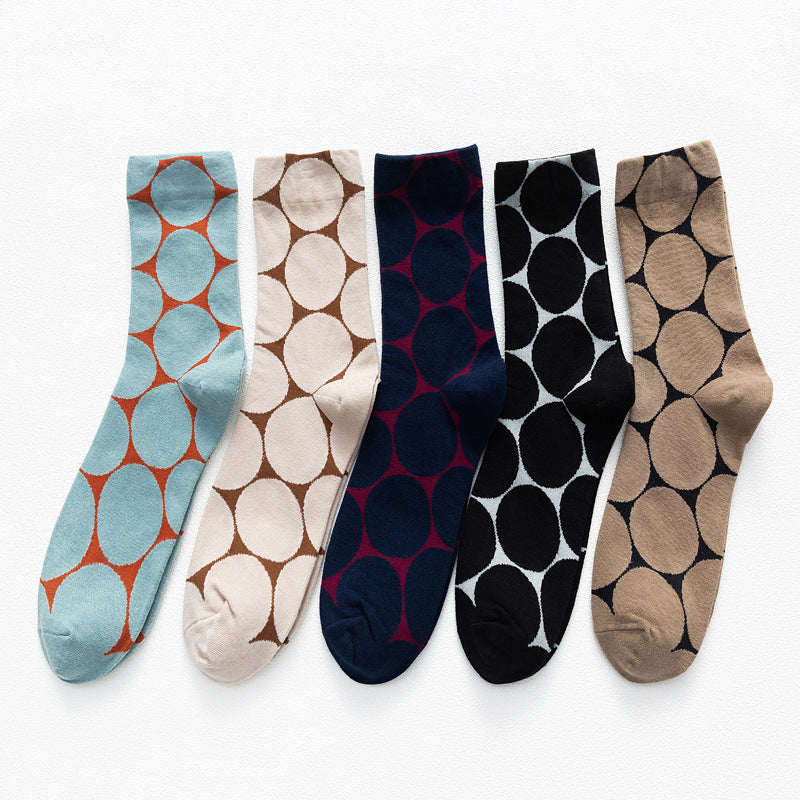 Oversized Polka Dot Crew Socks - LakeBlue