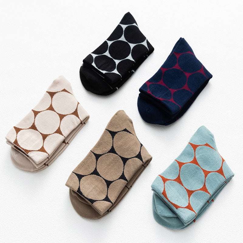 Oversized Polka Dot Crew Socks - LakeBlue - 2