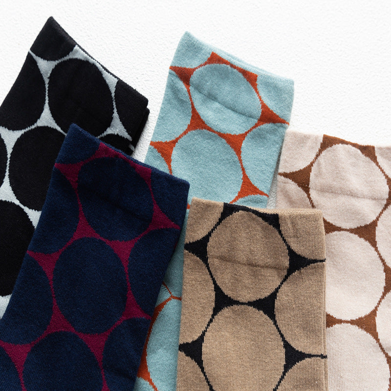 Oversized Polka Dot Crew Socks - LakeBlue - 3