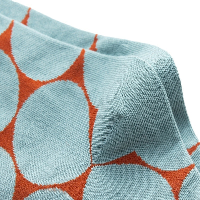 Oversized Polka Dot Crew Socks - LakeBlue - 4