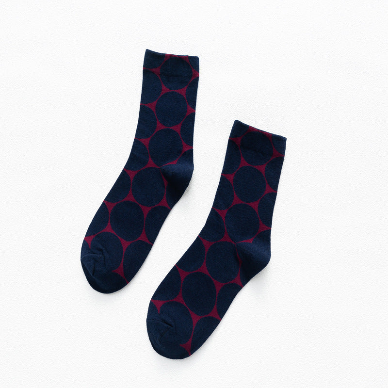 Oversized Polka Dot Crew Socks - NavyBlue