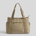 Utility Canvas Tote Bag with Side Pockets - Khaki