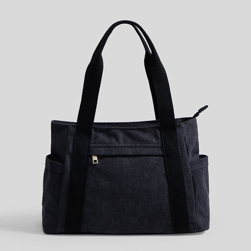 Utility Canvas Tote Bag with Side Pockets