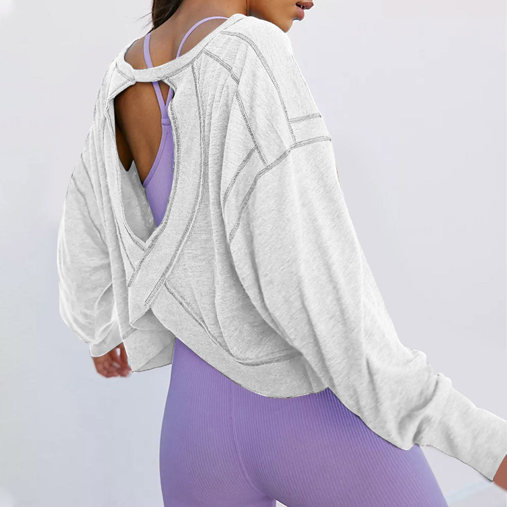Cross Back Cutout Sweatshirt - White