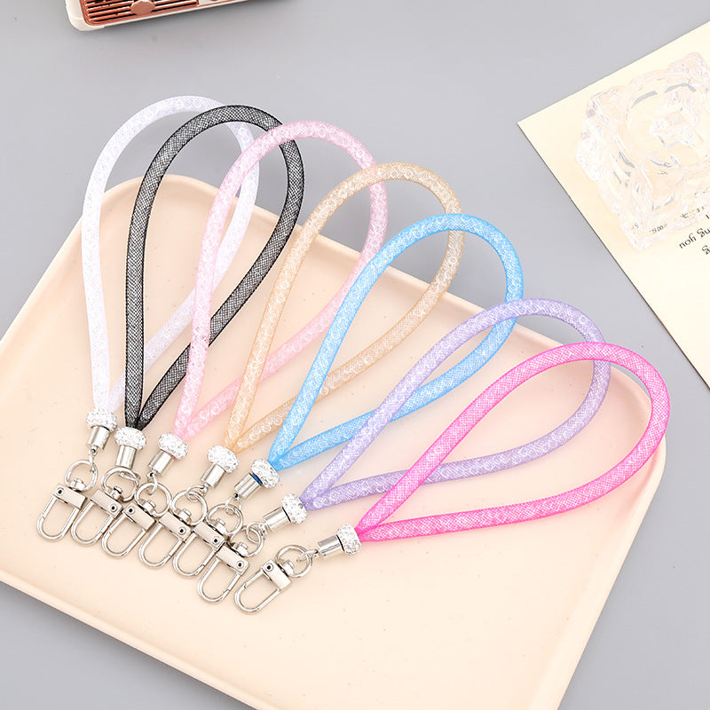 Glitter Cord Wristlet Keychain With Lobster Clasp