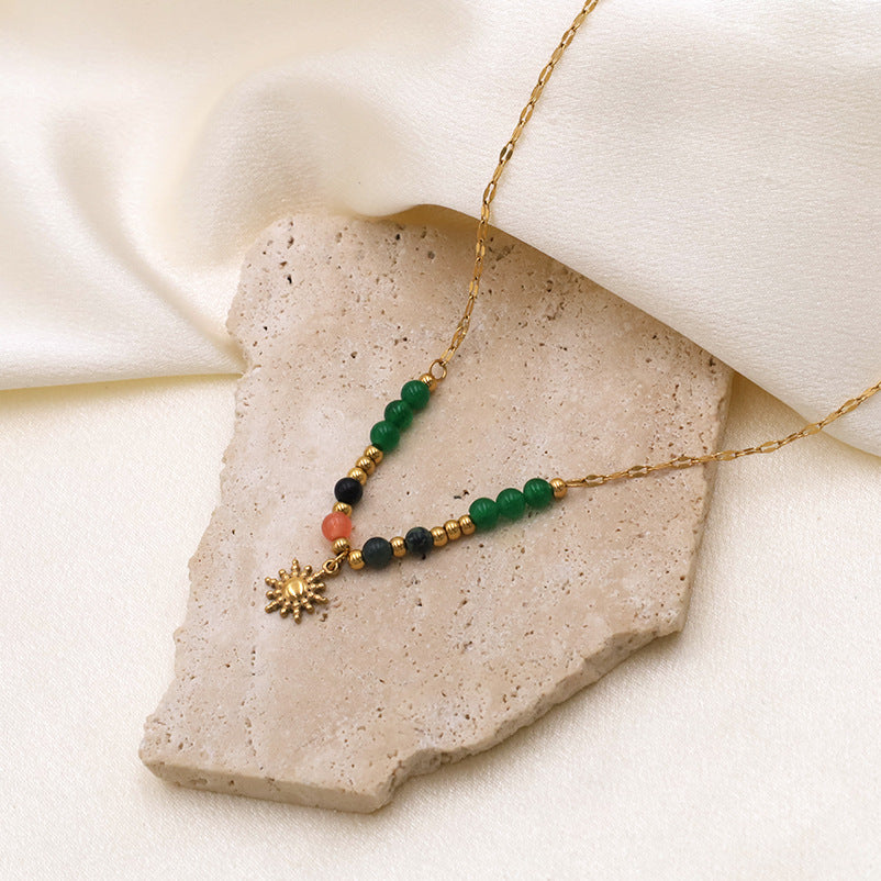 Sun Charm Beaded Station Necklace - view 1