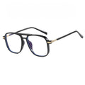 Double Bridge Square Aviator Eyeglasses - Black-1