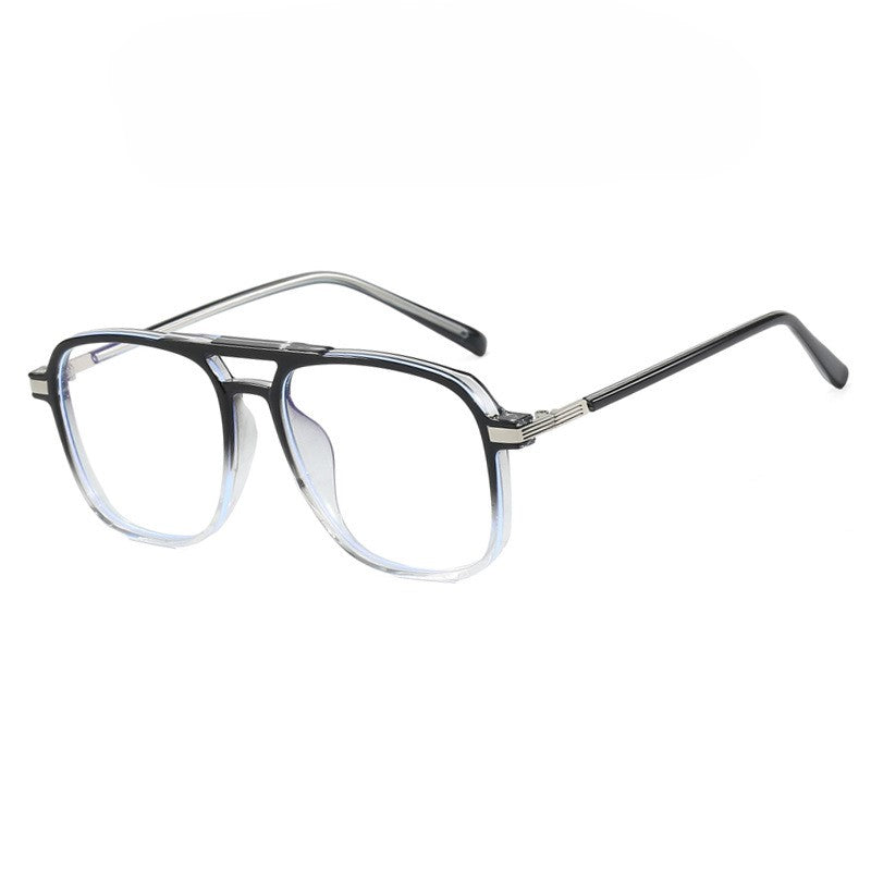 Double Bridge Square Aviator Eyeglasses - Black-2
