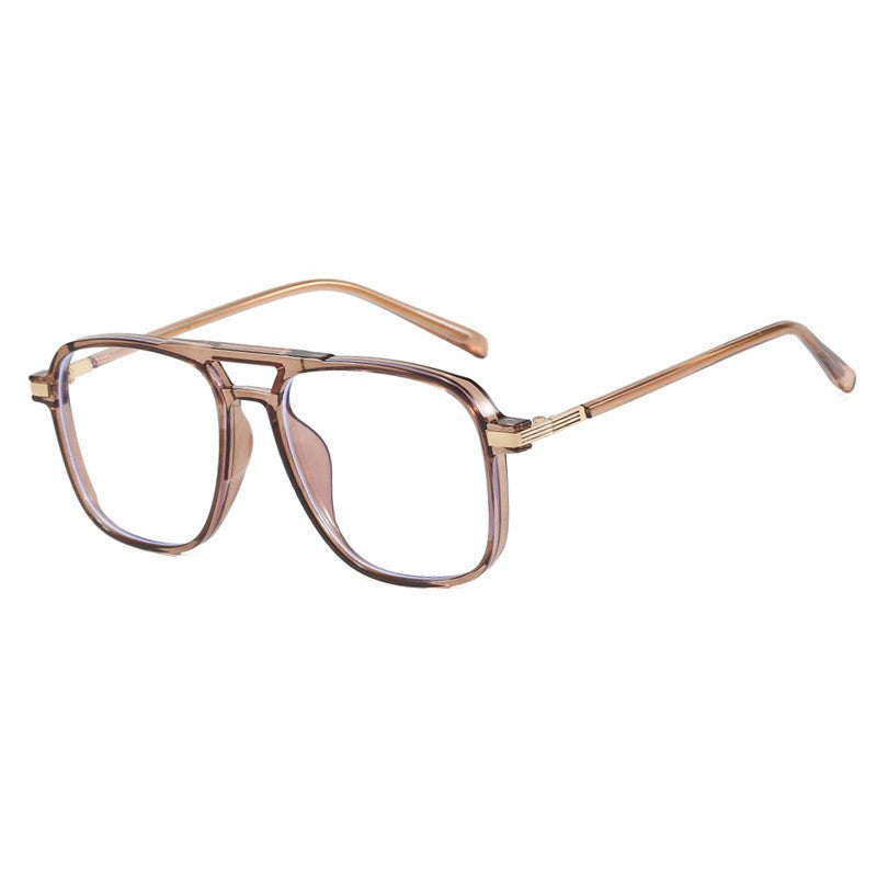 Double Bridge Square Aviator Eyeglasses - Brown