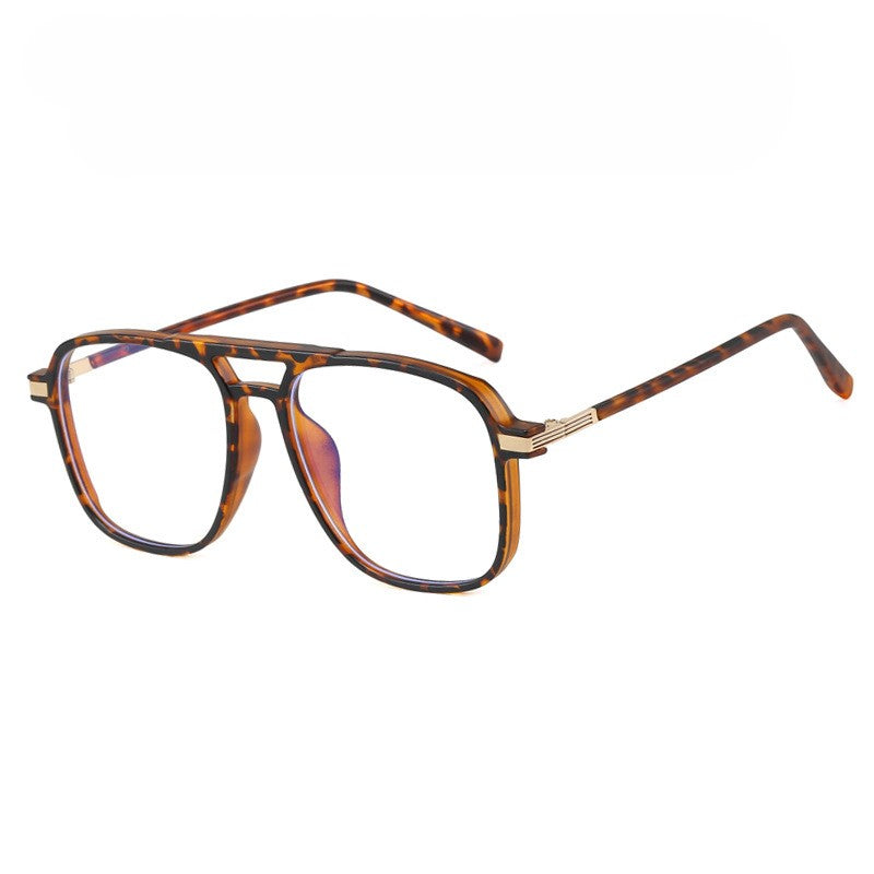 Double Bridge Square Aviator Eyeglasses - Leopard