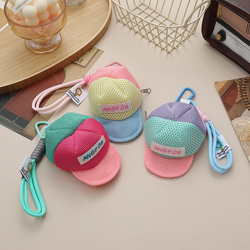 Mesh Baseball Cap Zip Pouch Bag Charm - view 1
