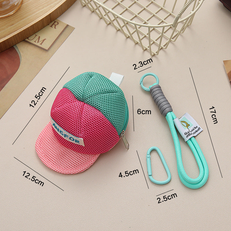 Mesh Baseball Cap Zip Pouch Bag Charm - view 2