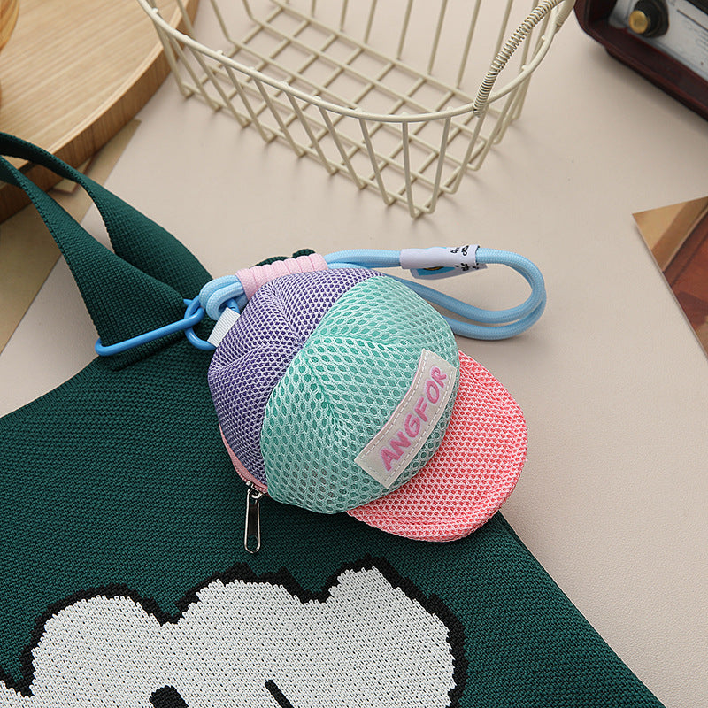 Mesh Baseball Cap Zip Pouch Bag Charm - view 3