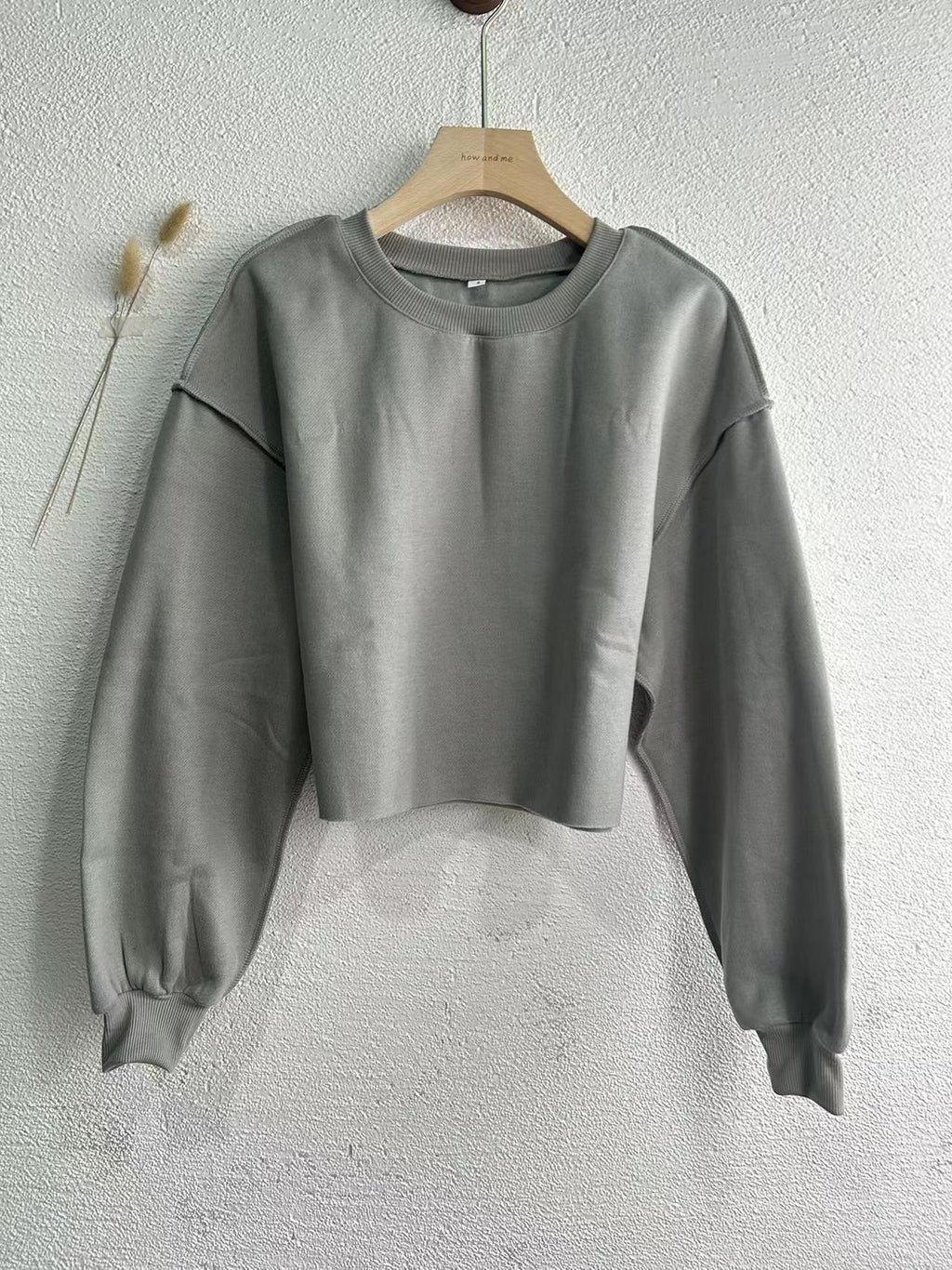 Raw Hem Cropped Fleece Sweatshirt - Deep Grey