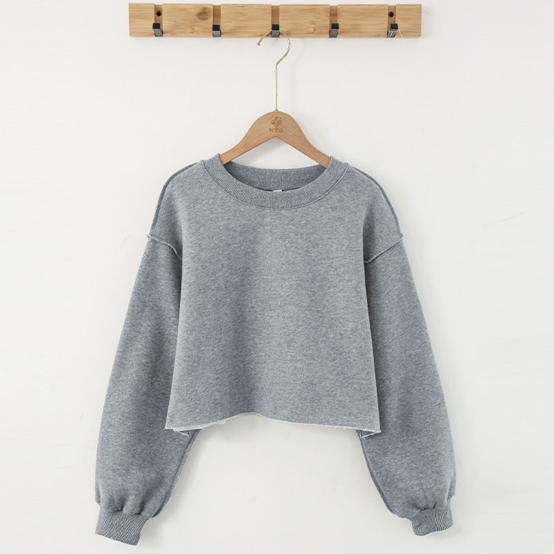 Raw Hem Cropped Fleece Sweatshirt - view 1