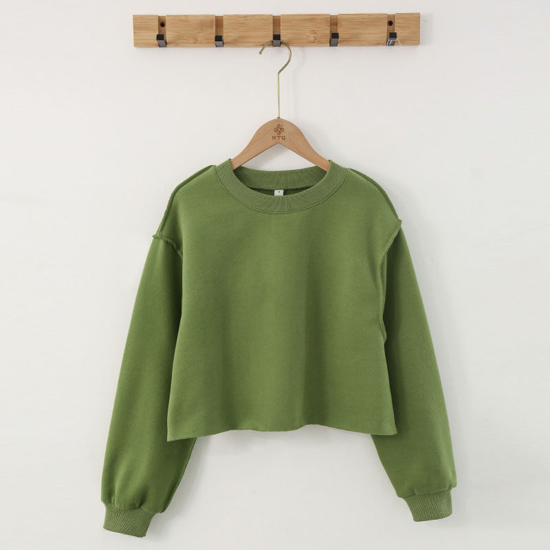Raw Hem Cropped Fleece Sweatshirt - view 3