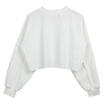 Raw Hem Cropped Fleece Sweatshirt - white