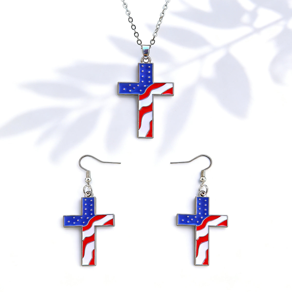 Stars And Stripes Necklace And Earring Set - NO-1