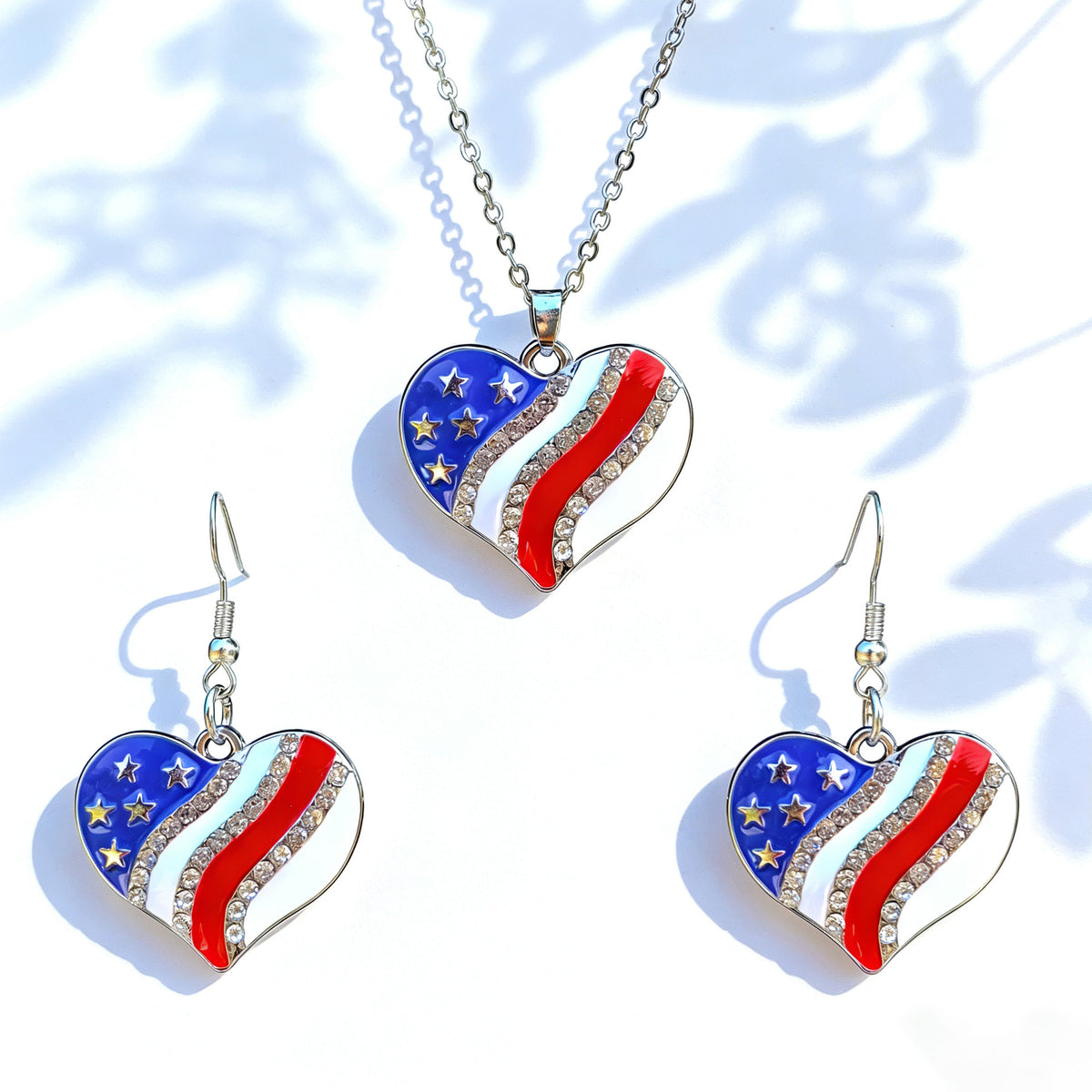 Stars And Stripes Necklace And Earring Set - NO-3