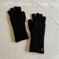 Convertible Fingerless Ribbed Knit Winter Gloves - Black