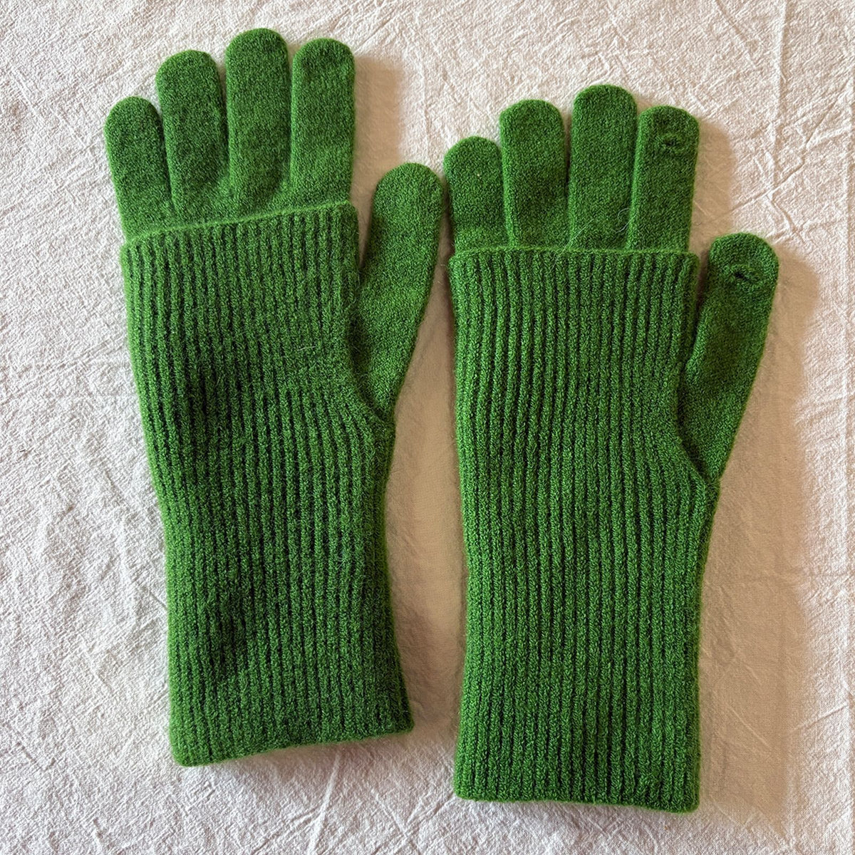 Convertible Fingerless Ribbed Knit Winter Gloves - Green