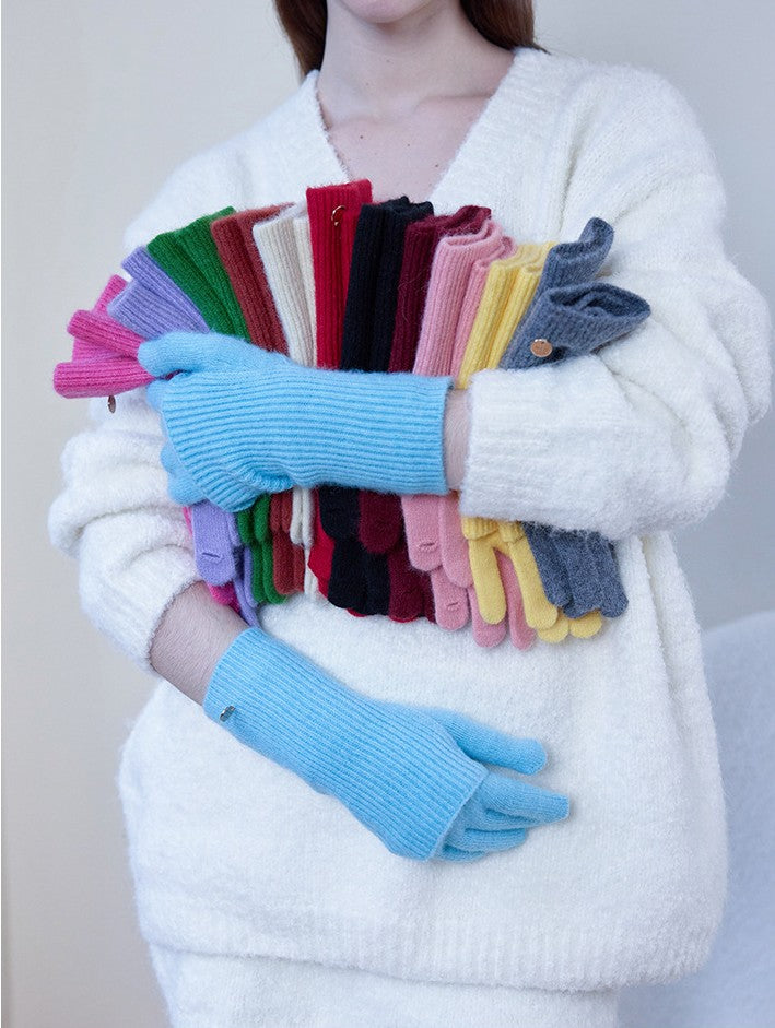 Convertible Fingerless Ribbed Knit Winter Gloves