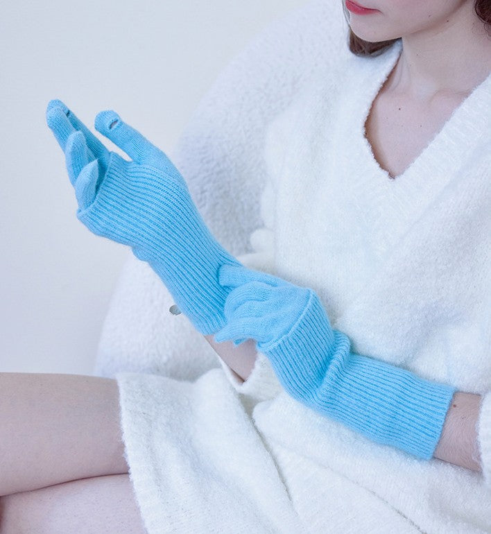 Convertible Fingerless Ribbed Knit Winter Gloves - view 2