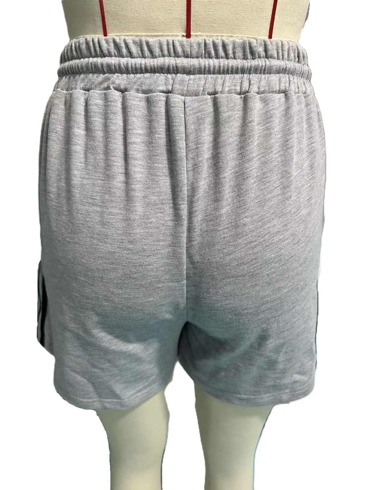 Side Stripe Drawstring Athletic Lounge Shorts - Grey - 1
