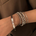 Five Piece Chain And Cuff Bracelet Set - Silver
