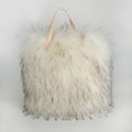 Fluffy Faux Fur Mini Tote Handbag - BWhite