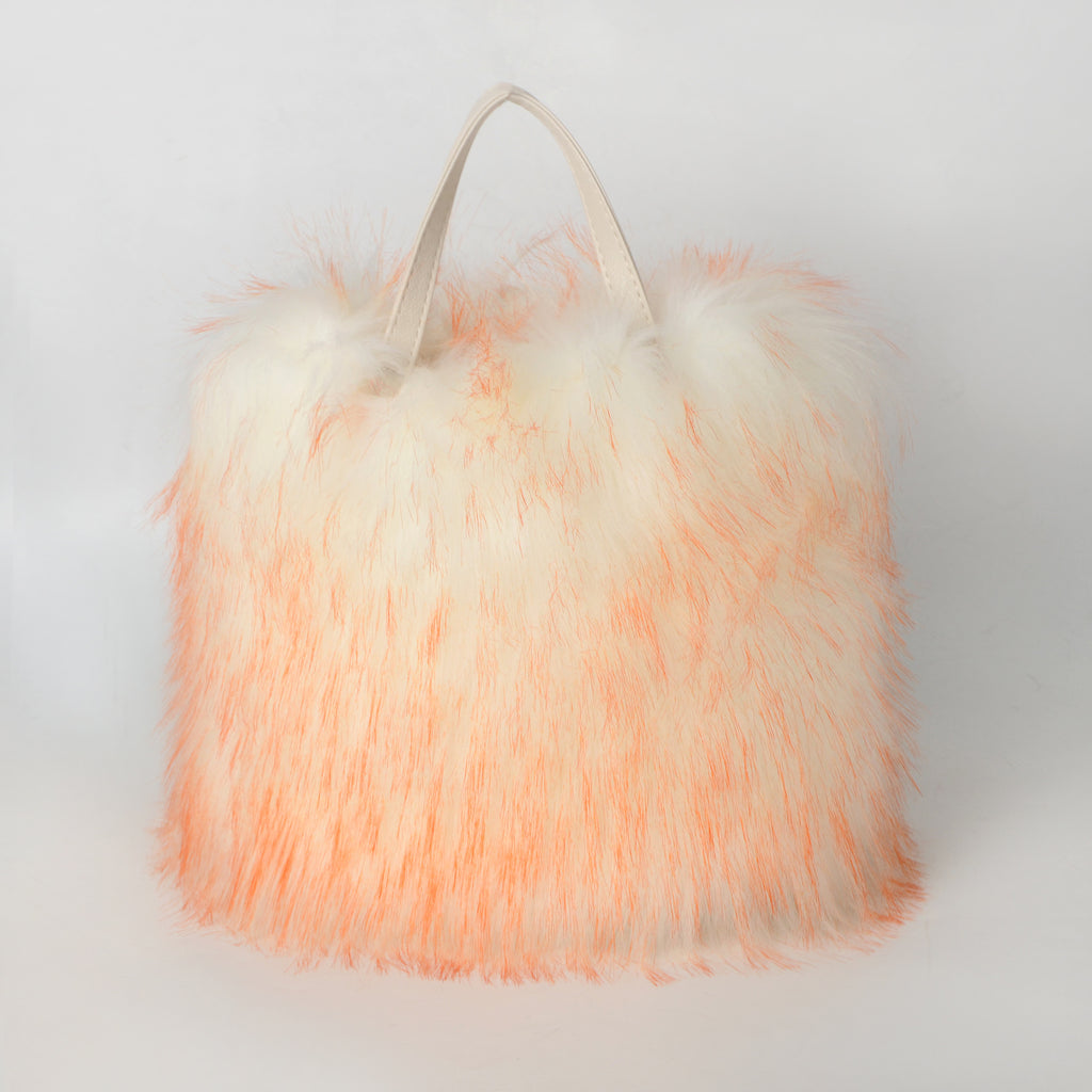 Fluffy Faux Fur Mini Tote Handbag - Yellow