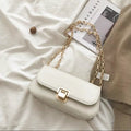 Mini Baguette Shoulder Bag With Chain Strap - Cream