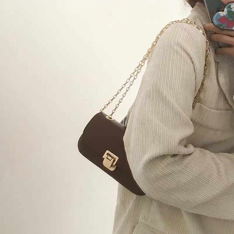 Mini Baguette Shoulder Bag With Chain Strap