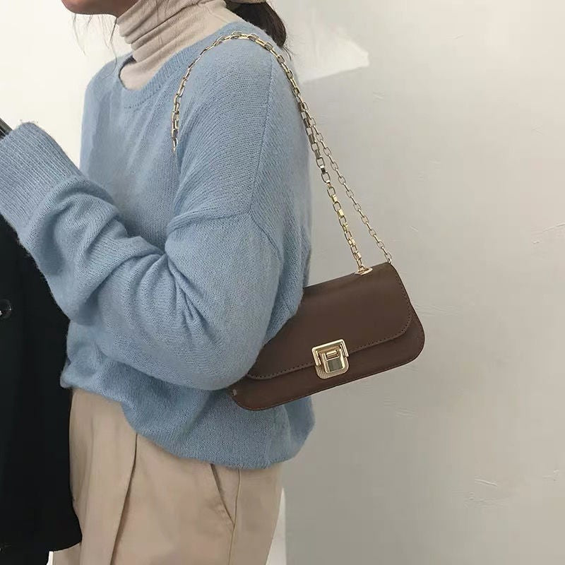 Mini Baguette Shoulder Bag With Chain Strap