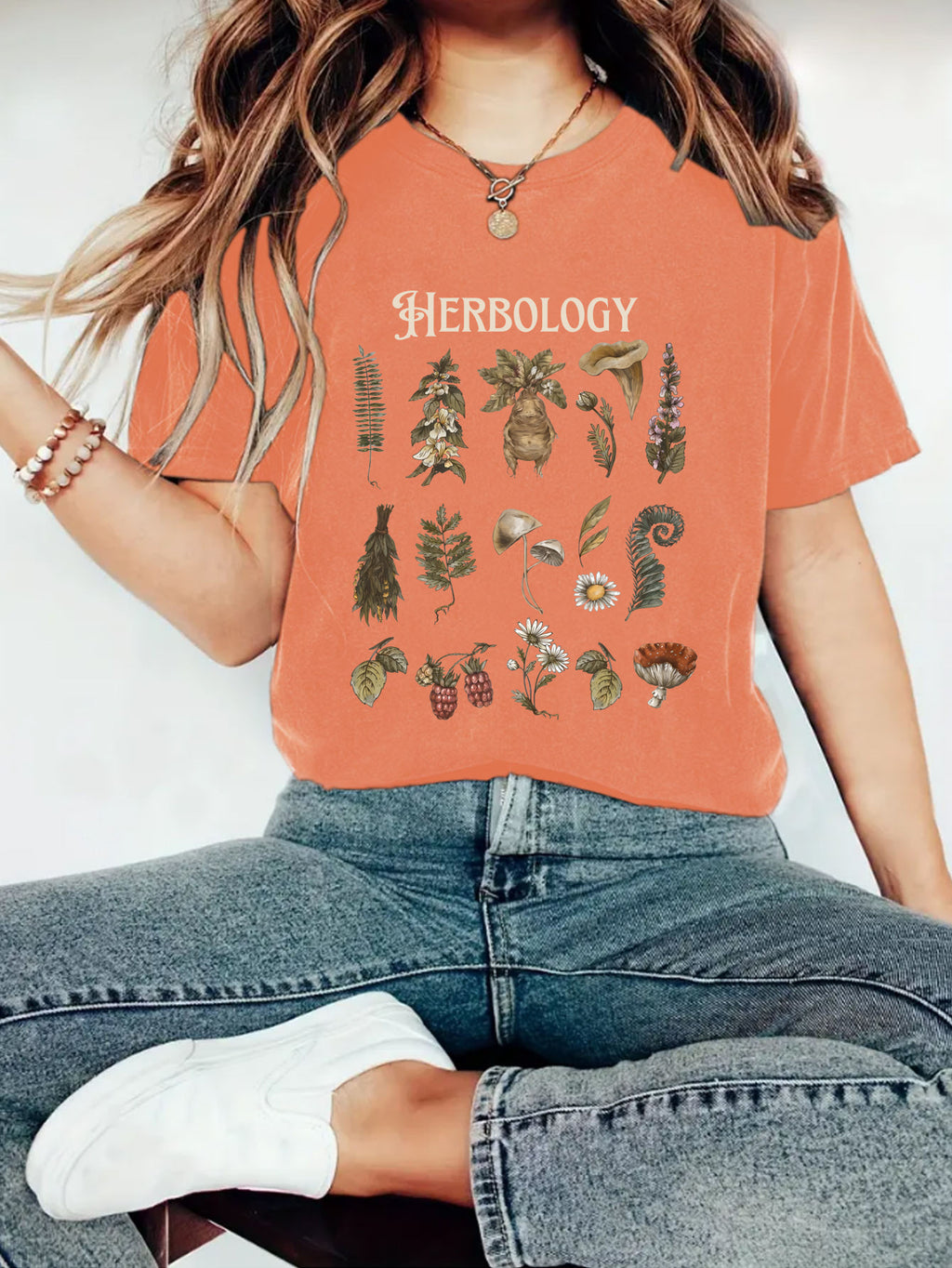 Botanical Herb Chart Graphic Short Sleeve Tee - Orange