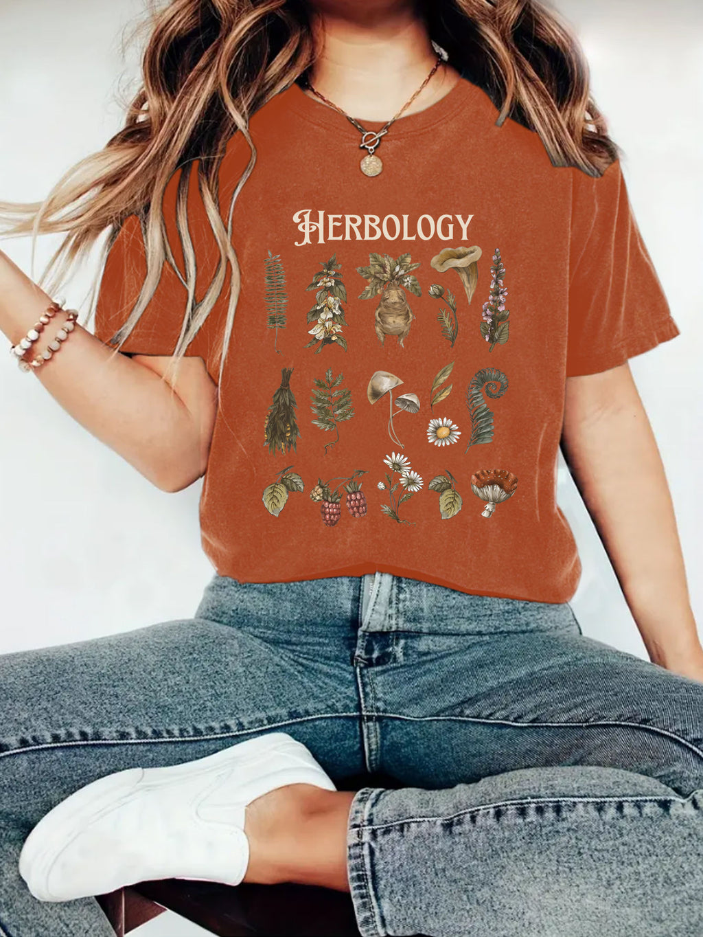 Botanical Herb Chart Graphic Short Sleeve Tee - Rust