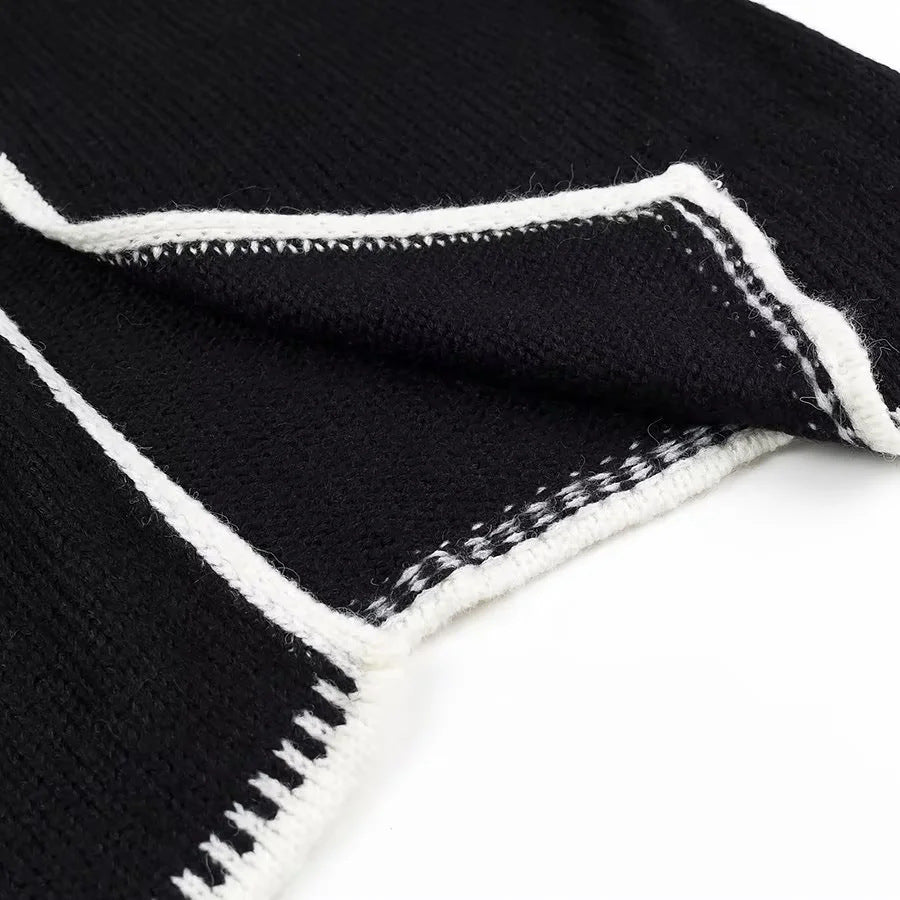 Contrast Whipstitch Trim Open Cardigan - Black - 3