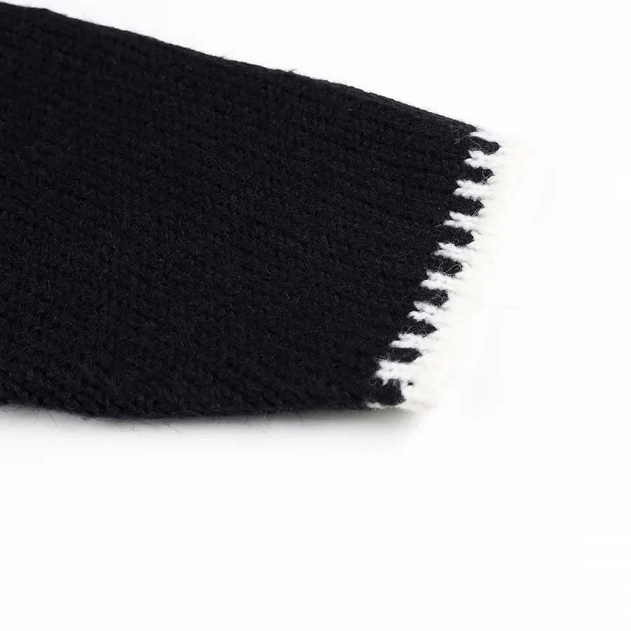 Contrast Whipstitch Trim Open Cardigan - Black - 4