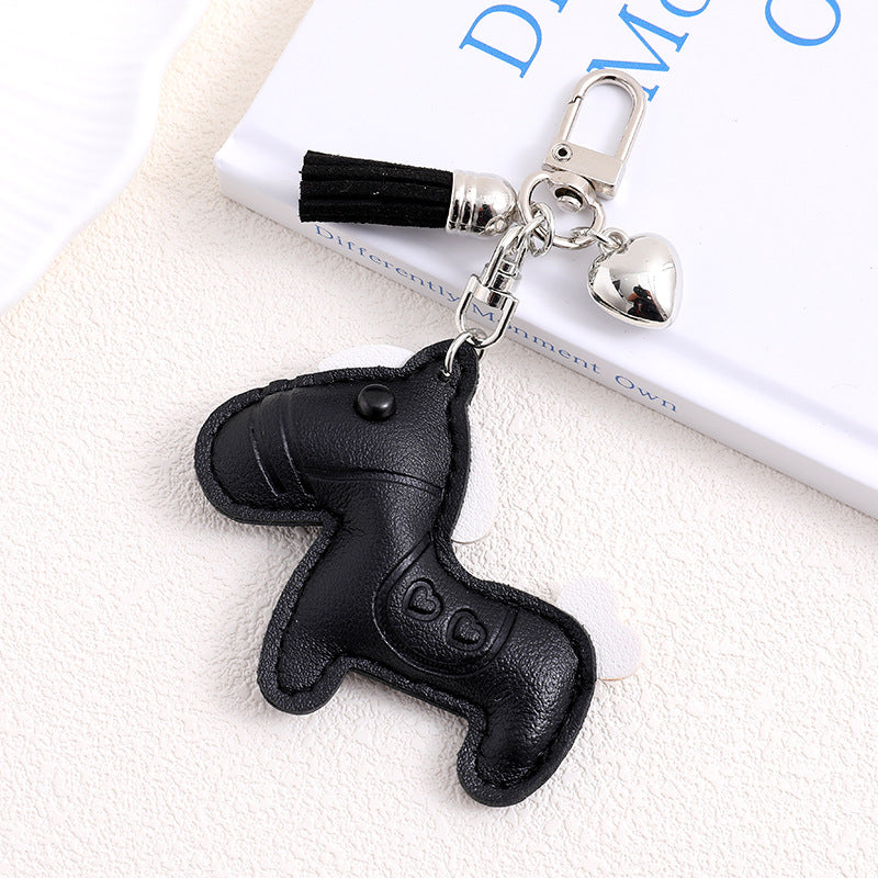 Little Pony Charm Keychain With Tassel - Black